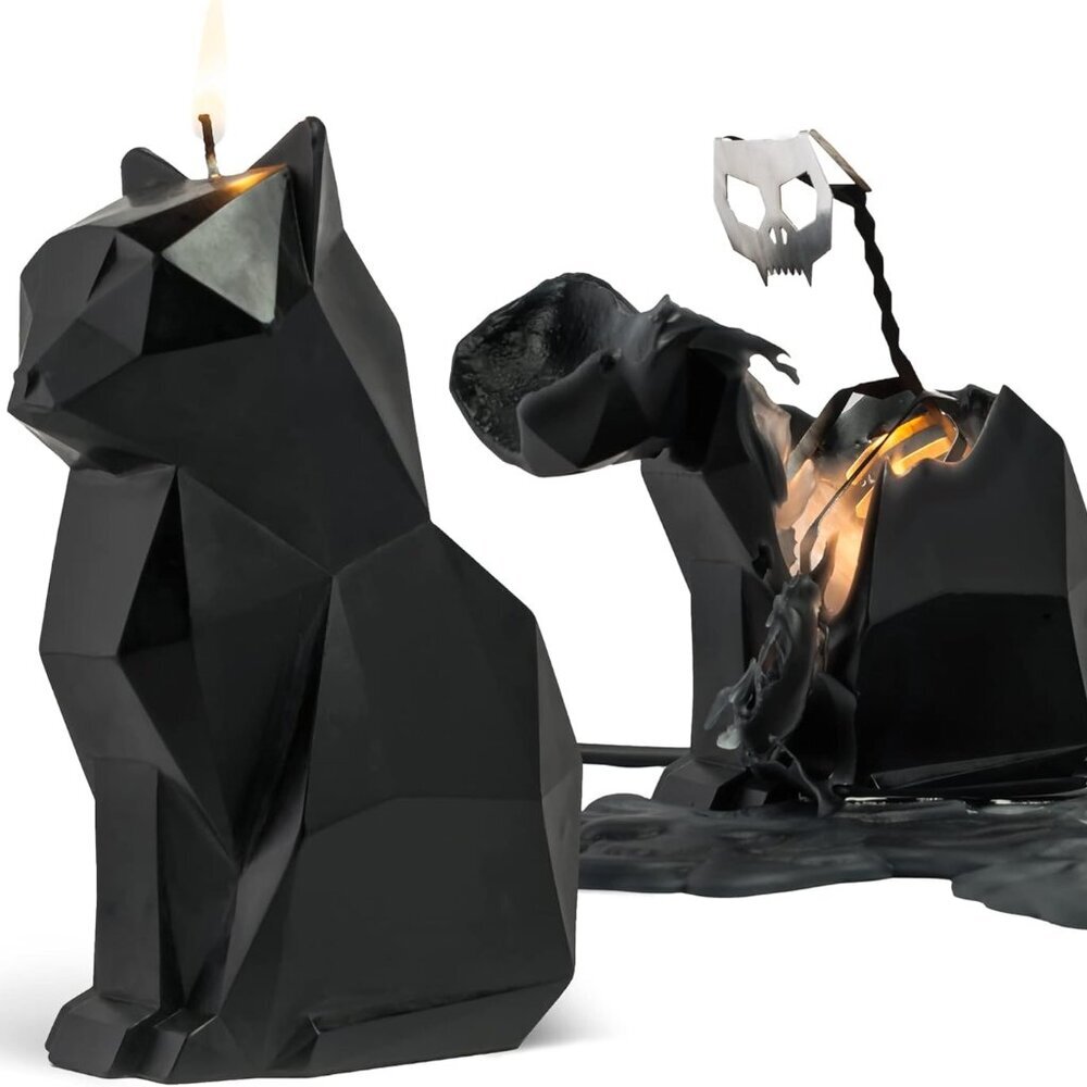 PyroPet Kisa Cat Candle Black - The Original Cat Candle with Metallic Skeleton |